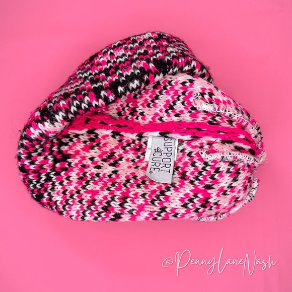 Support the Cure Breast Cancer Pom Pom Beanie Winter Hat - Picture 4 of 8